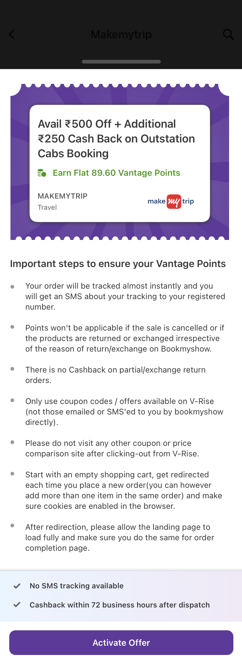 Cashback Detail - First Fold